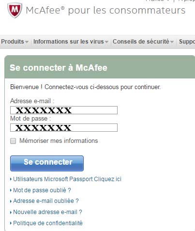 McAfee Antivirus mon compte client