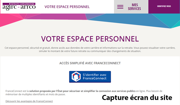 accès mon compte personnel sur le site espace-personnel.agirc-arrco.fr