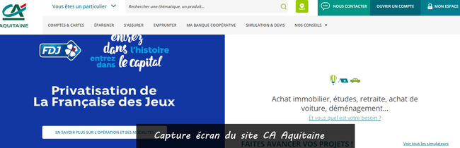 accéder à mes comptes CA Aquitaine en ligne